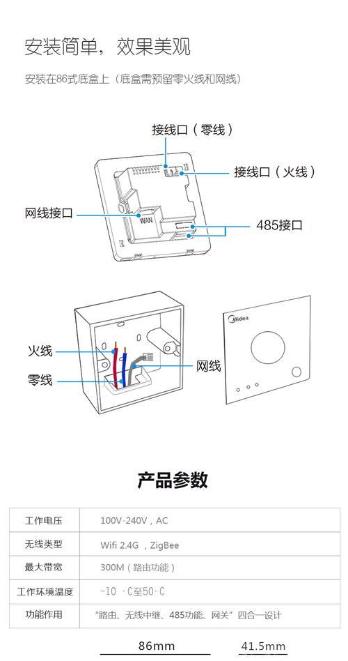 美的网关控制灯光的接线图是怎样的？